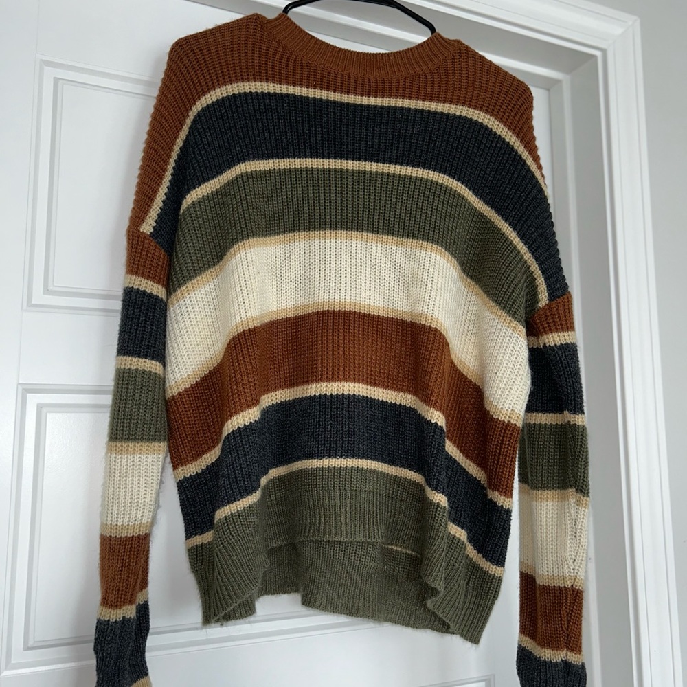 SHEIN Multicolor Striped Crew Neck Sweater